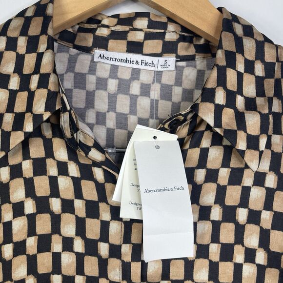 Abercrombie Fitch Satin Shirt Dress Womens Size Small Front Button Long Sleeve - Picture 2 of 7